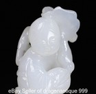 1 8  Old Chinese Natural Hetian Jade Carved Tongzi Child Lotus Amulet Pendant
