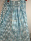 Vintage Turquoise Gingham Waist Apron Hand Stitched Embroidered Pressed Unworn