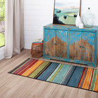 Rainbow Multi 2 Ft  X 5 Ft  Machine Washable Striped Contemporary Runner Rug