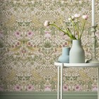 William Morris Vintage Peel  stick Wallpaper Beige Strawberry bird Contact Paper
