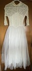 Vintage Wedding Dress 1950s Handmade Circle Skirt Tea Length Lace Satin Tulle