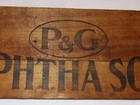 Vintage P g Naphtha Soap Wooden Crate Box Panel sign  Procter   Gamble  24 x8  