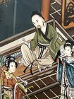 Reverse Painting On Glass Vintage Asian Art 21x14 China Meditating In Temple