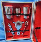 Vintage Travel Bar Portable From The 60s Has Tag Brown With Handle   Key