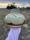 Native American Navajo Pottery Vase Artist Signed  Vintage