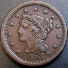 1853 Braided Hair Large Cent  Xf     Bold Strike   Details  Unusual  5  In Date