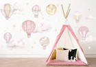 Pink Hot Air Balloon Wall Stickers  Beige Nursery Room Decor  Baby Girl Wall Art