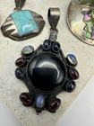 Sterling Silver 925 Pendant Lot 5 Pcs Gemstones Turquoise Onyx  Etc 56 41 Grams