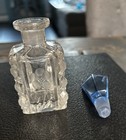 Vintage Czech Crystal Perfume Bottle Art Deco Etched Flower Czechoslovakia 4 5 