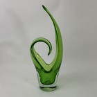 Vintage 15 75  Tall Green Sommerso Art Glass Sculptural Vase Decorative Pottery
