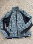 Kerrits Ride Lite Quilted Jacket Xl Blue Green Print Lightweight Fitted Stretch