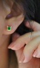 18ct Solid Gold Vintage Square Tile Stud Earrings  18k  Small  Green  Moissanite