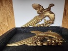 Vintage Pair Of Metal Wall Hanger Pheasants Hunting Decor  14 Inch
