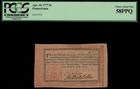 Pa-219b  Pcgs Au58ppq   red   Black  8s  April 10  1777 Pennsylvania Colonial