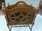 Vintage Mid 1900s Mahogany Wood Magazine  Newspaper Rack Stand