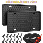 2 Pack Silicone License Plate Frame - Rust Proof   Weather Proof - Black