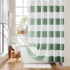Striped Shower Curtain - Sage Green And White Modern For Bathroom  Cute Retro Vi