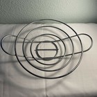 Vintage Dish Bowl Plate Cradle Server Chrome Metal Wire Art Deco Sputnik  