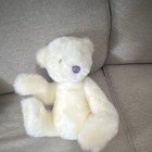 Fao Schwarz White Plush Teddy Bear Stuffed Animal With Purple Nose