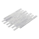 White Calacatta Marble Stone Textured Blended Linear Mosaic Tile Wall Backsplash