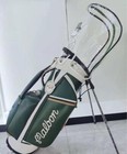 Malbon Golf Caddy Bag Stand Type Green Synthetic Leather   5-way   2hood Cover