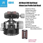 44mm Low Profile Ball Head All Metal Cnc Tripod Head Heavy Duty Tripod Head