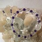 Amethyst   Clear Quartz Beaded Bracelet Stretchy With Matching Earrings 