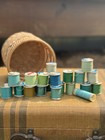 Vintage Lot 21 Blue Green Sewing Thread Spools Different Brands Shades   Sizes