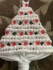 Vintage White W Red Beads Macrame Holding Christmas Tree Ornament Boho Euc Lqqk