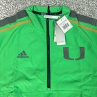 Miami Hurricanes Pullover Mens L Green Adidas Training 1 2 Zip College Ncaa Top