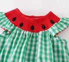 New Boutique Watermelon Baby Girls Smocked Gingham Romper Jumpsuit