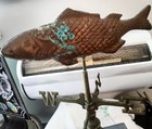 Vintage Large Copper Brass Fish Weathervane Nice Weathered Patina 13 1 3  Works