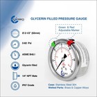 2 5  Liquid Filled Pressure Gauge 0 - 60 Psi  Stainless Steel Case Back  Mount