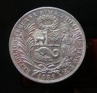 1889 Peru One 1 Sol Lima Silver