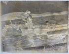 Antique Glass Plate Photo Negative  Women Fishing From Boats  One W fish In Net