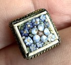 11 Antique Micromosaic Glass Flower Buttons Shank 3 8  Square Italy