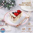 Bestvip 200pcs Rose Gold Plastic Plate  Disposable Party Plates With 100 Dinn