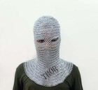 Medieval Knight Silver Eyes Chainmail Coif Armor Hood Battle Ready Chain Mail Re