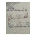 Handmade Baby Boy Crib Quilt Blanket Trains Animals Embroidered Cotton Blend Vtg
