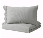 Ikea  new  Nyponros Duvet Cover   Shams Grey White Ticking Stripe Full Queen 