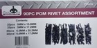 90pc Goliath Industrial Pom Rivet Assortment Kit 4 Different Sizes- Pra90
