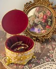 Vintage Style Jewelry Box Gold Rose Trinket Organizer Small Decorative Case