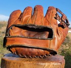 1940s Goldsmith Dw Elmer Riddle Vintage Baseball Glove Horsehide Split Finger 