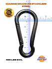 4 3 4   Large 316 Stainless Steel Carabiner Clip Spring Loaded  400 Lbs Swl 11mm