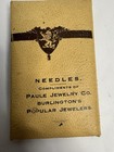 Antique Sewing Needle Book Redditch England Gold Eye Needles 1914 Patent Vintage