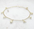 Adjustable Multi Charm Rolo Chain Ankle Bracelet Anklet Real 10k Yellow Gold