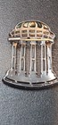 Antique Art Deco Sterling Silver Architectural Brooch Green Glass Paste C1930