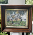 Signed Oil On Board Painting Antique Deep Well Wooden Gold Gilt Picture Frame