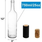 8pcs 750ml Clear Glass Bordeaux Wine Bottles With Corks   Pvc Stoppers New