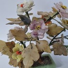 Vintage Mcm Carved Jade Agate Bonsai Flower Asian Art Tree 11  Tall 